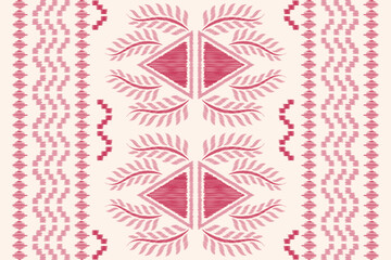 Ethnic Ikat fabric pattern geometric style.African Ikat embroidery Ethnic oriental pattern pink background. Abstract,vector,illustration.For texture,clothing,wrapping,decoration,carpet.