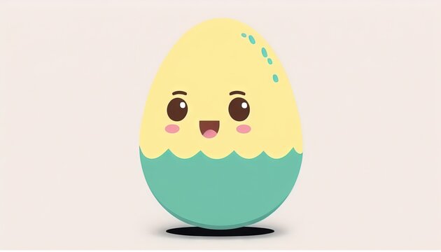  a cartoon egg with a face and a smile on it's face, sitting on top of a black stand with a white background.  generative ai