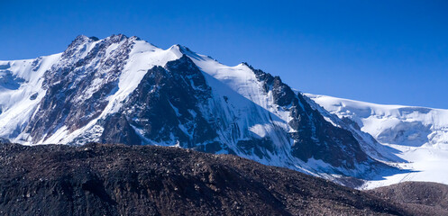 View with snow mountains and the glacier.