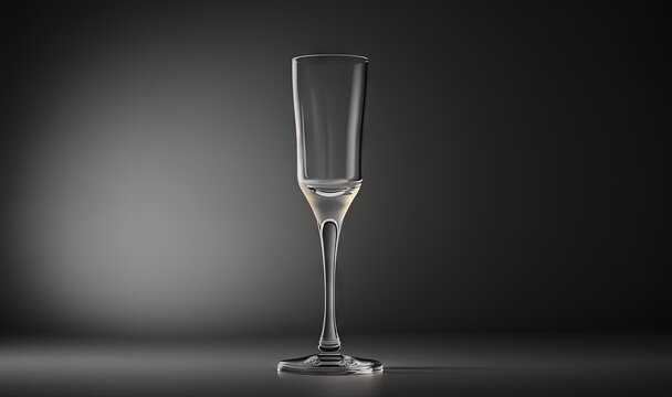  a tall glass of wine on a black background with a reflection of the wine in the glass and the wine in the glass is almost empty.  generative ai