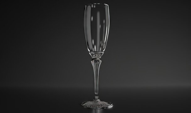  a tall glass of wine on a black surface with a reflection of the wine glass in the glass and the wine glass in the glass.  generative ai