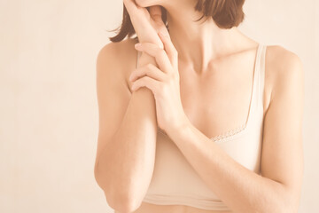 Girl takes care of the skin health and beauty.