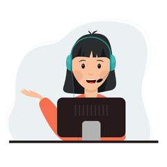 
Call center, hotline Customer support service. Concept illustration for support, help, call center. Vector illustration in flat style