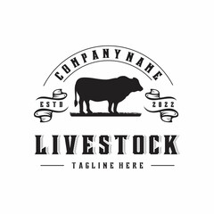 Vintage Retro Simple Cattle Cattle Logo Illustration Design Template Inspiration
