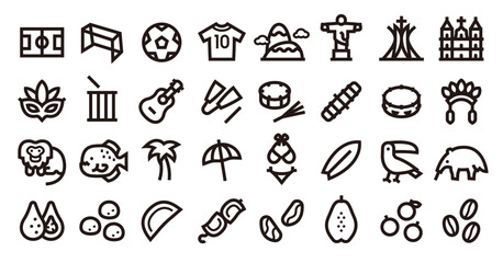 Brazil icon set (Sharp bold line verson)