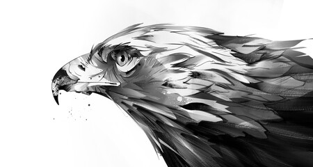 The head of an eagle painted on a white background - 576804407