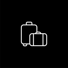 Travel bag icon isolated on black background. 