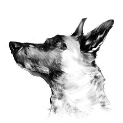 painted portrait of a dog on a white background