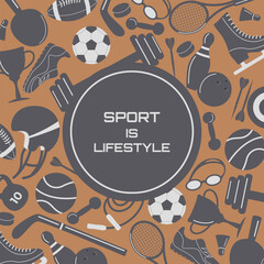 background with sport equipment pattern and copy space 