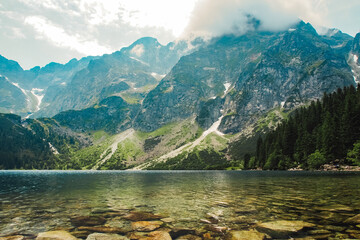 Polish nature and natural views, Lake Morskie Oko and the High Tatras, mountains