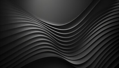  an abstract black and white background with wavy lines and curves in the center of the image, with a black background with a white stripe.  generative ai