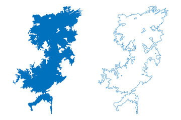 Obraz premium Lake Guri Dam (South America, Bolivarian Republic of Venezuela) map vector illustration, scribble sketch Raúl Leoni or Simón Bolívar Hydroelectric Plant map