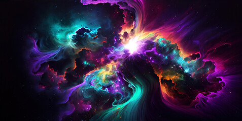 Fototapeta na wymiar Abstract celestial nebula. Space imaginary landscapes. Generative Ai