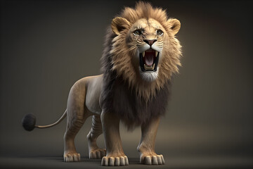 Naklejka na ściany i meble Animated toy lion attractive background aggressive look generative ai