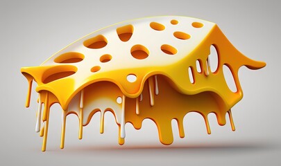  a yellow and white object with dripping yellow liquid on it's sides and a gray background with a white background and a gray background.  generative ai