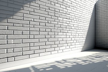 White Textured Brick Wall on a Sunny Day