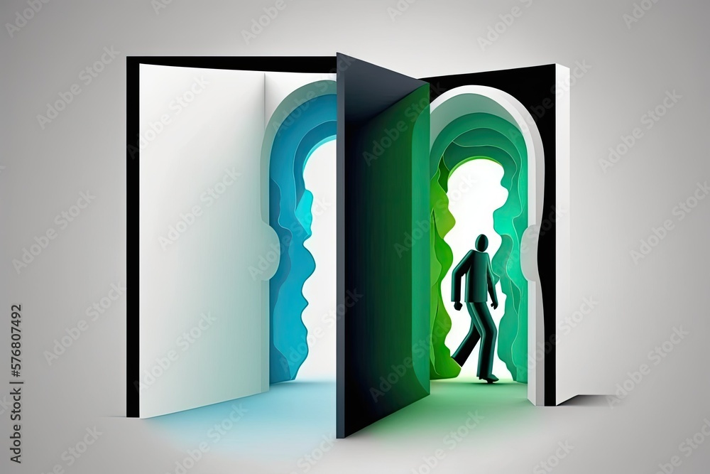 Poster with deliberate action, one can open a dimensional gateway. generative ai