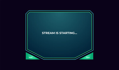 Live stream interface overlay frames for gamer broadcast. Cyber hud screen, panels, design for game streaming vector. Technological dashboard with window and place for text