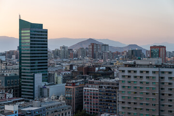 Fototapeta na wymiar santiago, chile, city, sunset