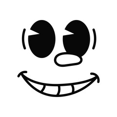 Retro 30s cartoon mascot character funny faces. 50s, 60s old animation eyes and mouths elements. Vintage character creator for trending illustration. Vintage comic face for logo vector