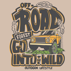 illustration of a 4x4 car. off road adventure in the forest © basws