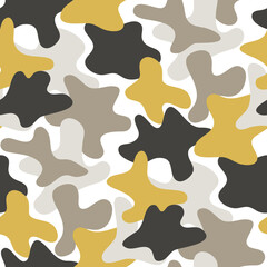 Seamess camouflage vector pattern with abstract wavy shapes