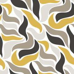 Abstract floral seamless pattern with wavy leaves