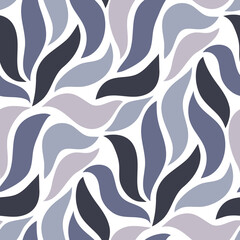 Abstract floral seamless pattern with wavy leaves