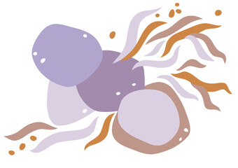 Abstract poster with lilac, orange and brown organic shapes