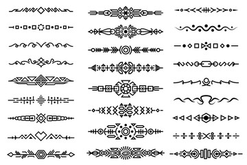 Obraz premium Vector text dividers set. Collection of dividers, paragraph separators, horizontal borders with black thin line. You cane use it for dividing text, paragraph, page for invitations, books, menus.
