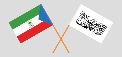 Crossed flags of Equatorial Guinea and Taliban. Official colors. Correct proportion