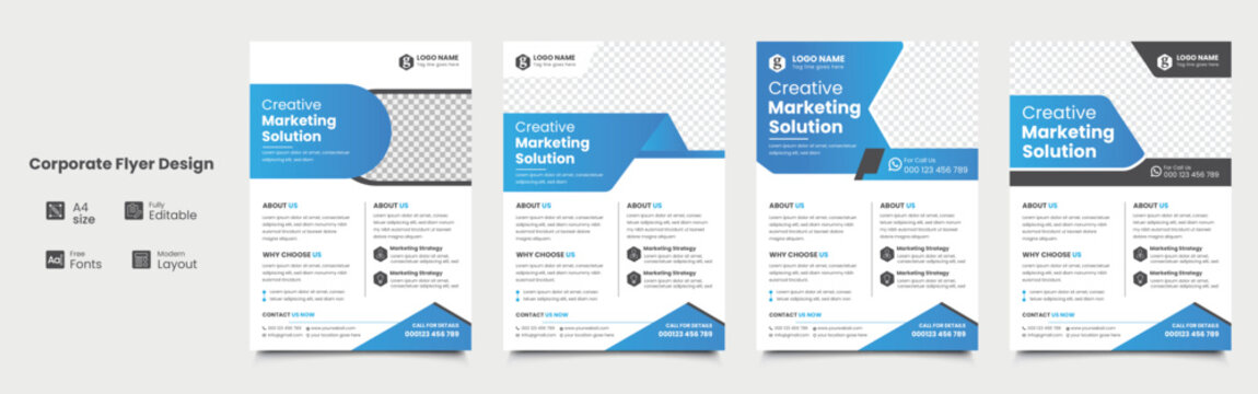 Corporate Business flyer template vector design, a bundle of 4 templates of a4 flyer template, vector illustration template in A4 size