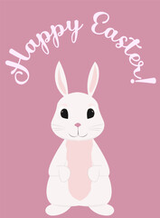 happy easter greeting card with cute rabbit bunny