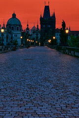 On Charles bridge before the sunrise. Prague