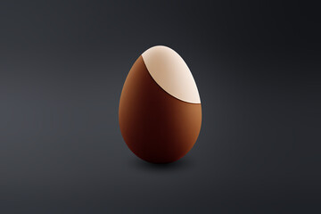 brown and white chocolate Easter egg on a dark floor