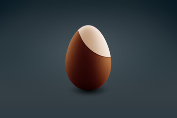 brown and white chocolate Easter egg on a dark floor