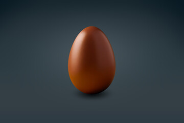 brown chocolate Easter egg on a dark floor