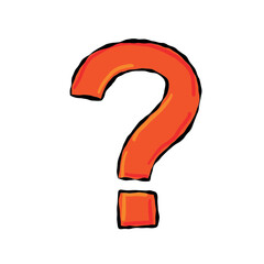 Question mark. Red hand drawn Doodle FAQ symbol.