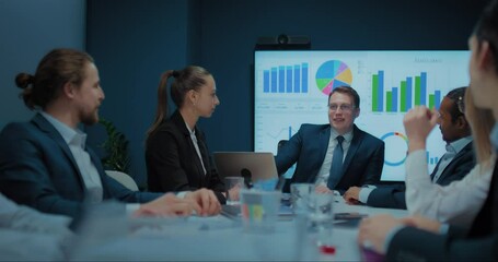 president of company and general directors of branches meeting in conference room, 4K, Prores