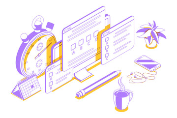 Online Exam, Internet Quiz or Survey, Distant Education, Questionnaire Form.