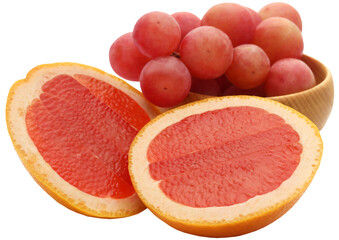 Organic red grapes with grapefruits