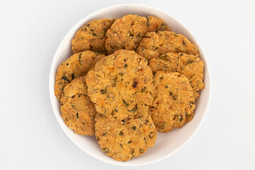 Namkeen Kasuri Methi Masala Mathri Also Called Namkin Fenugreek Matthi, Mathiya, Mathi, Farsi Poori, Farsan, Pharsaṇ, Mathari Is Famous Tea Time Snack Consumed Mostly During Diwali, Holi, Karwa Chauth