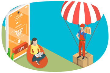 Fototapeta premium 3D Isometric Flat Conceptual Illustration of Dropshipping.