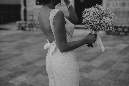 bride in her amazing luxury wedding dress white	