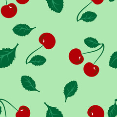 seamless pattern with red cherries