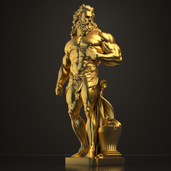 Realistic gold statue of ancient greek gods, generative AI