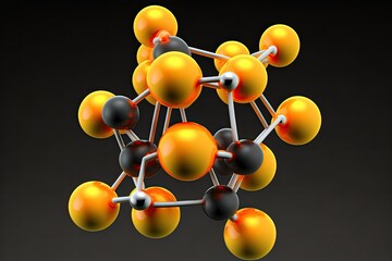 Abstract Illustration of a Carbon Atom Molecule. Generative AI