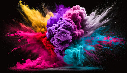 Happy Holi colorful powder explosion