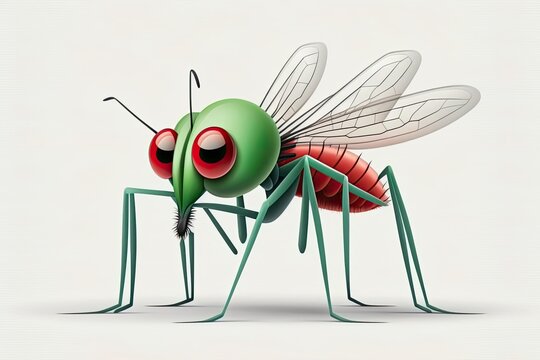 Single mosquito on a white background. Generative AI