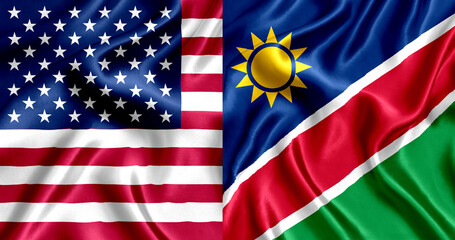 USA and Namibia flag silk